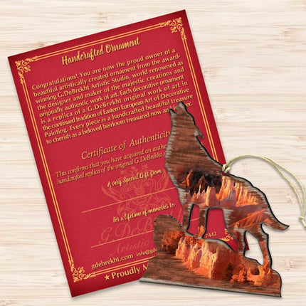 Howling Wolf Wooden Ornaments by G. DeBrekht - Wildlife Holiday Decor - 8198227-3-3
