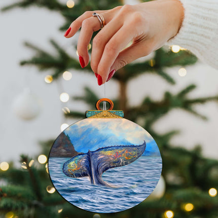 Rainbow Humpback's Tail Wooden Ornaments by G.Debrekht - Wildlife Holiday Decor - 870044-3