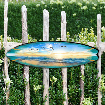 Sunset Surfboard Coastal Outdoor Decor Large Ornament by G. DeBrekht - Coastal Holiday Decor - 8490103MS-1