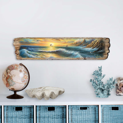 Wave Symphony Wooden Wall Art by G. DeBrekht Coastal Decor - 8491113W-4