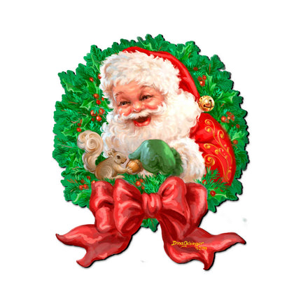 Santa Bow Holiday Door Wreath by D. Gelsinger - Christmas Santa Snowman Decor - 8461014H-1309-4