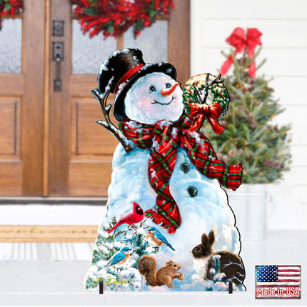 An Old-Fashioned Christmas Outdoor Yard Sign by D Gelsinger Featuring Santa and Snowman Decor - 8461024F-1563-1