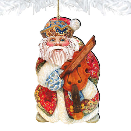 Musician Santa Wooden Ornaments by G. DeBrekht - Christmas Santa Snowman Decor - 8116213-4