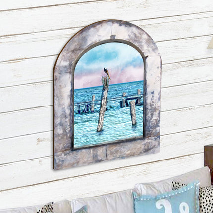 Ocean Paradise Pelican Wooden Wall Art by G. DeBrekht - Coastal Sea-Life Decor - 8491004W-3
