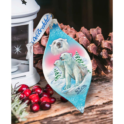 Polar Bear Drop Glass Ornament by G. DeBrekht - Wildlife Holiday Decor - 74178-1