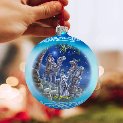 Let Us Adore Him Glass Ornament by D. Gelsinger - Nativity Holiday Decor - 71159-1839-3