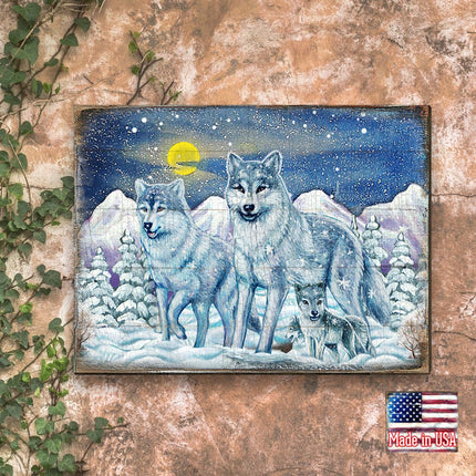 Rustic Wolves Art Wooden Wall Art by Nature Wonders - Nature Wildlife Decor  - 95211B-1