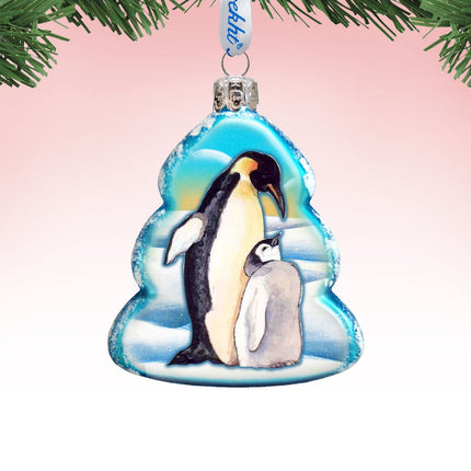 Penguin Family Mercury Glass Ornament by G. DeBrekht - Wildlife Holiday Decor - 771012-0