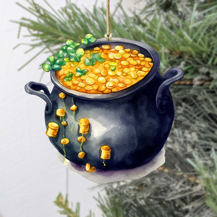 Irish Pot of Gold Wooden Ornaments by G. DeBrekht Easter Spring Decor - 8652776-2
