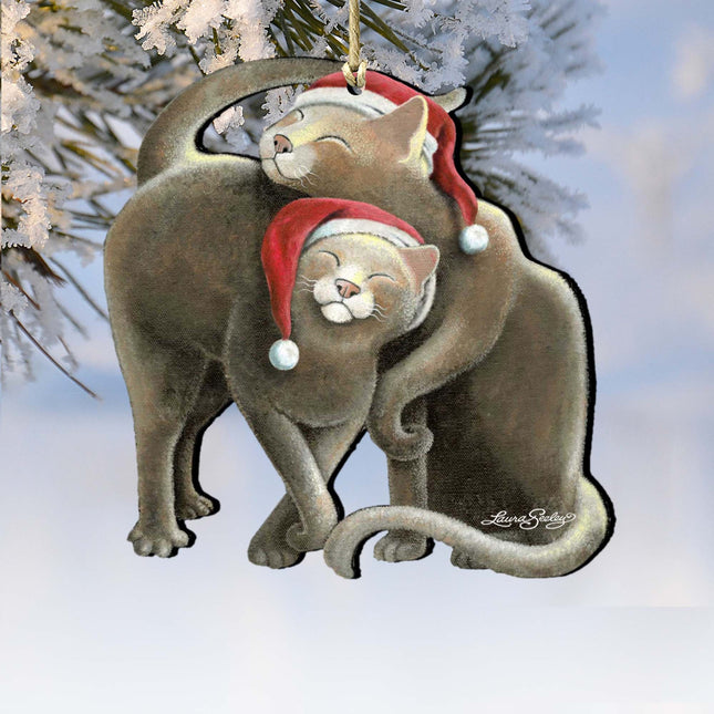 Star Crossed Santa Cat Wooden Ornaments by Laura Seeley - Pets Dog and Cats Decor - 8512068-LS-0