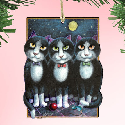 Boys Night Out Wooden Ornaments Pets - Tree Ornament by Laura Seeley - Pets Dog and Cats Decor - 8512052-LS-0