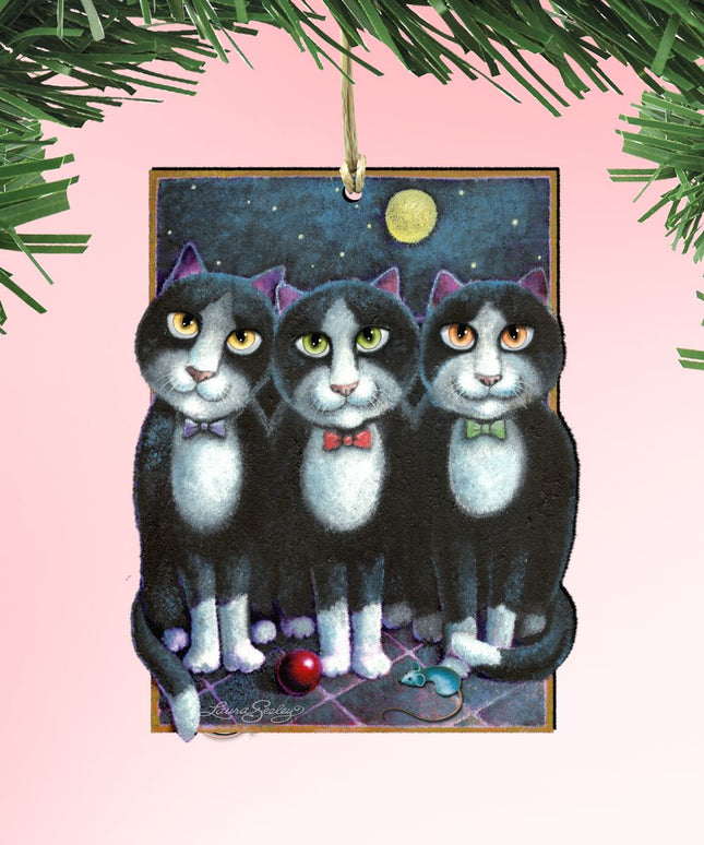 Boys Night Out Wooden Ornaments Pets - Tree Ornament by Laura Seeley - Pets Dog and Cats Decor - 8512052-LS-0