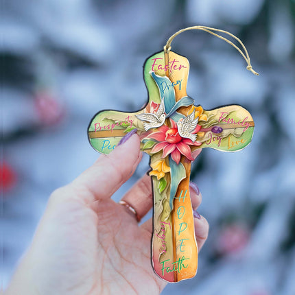 Easter Cross with Doves Wooden Ornaments by G. DeBrekht Easter Spring Decor - 8688167-2