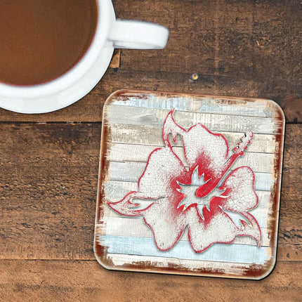 Hibiscus Flower Wooden Cork Coasters Gift Set of 4 by Nature Wonders - Nature Wildlife Decor  - 8198421-9C-S4-1