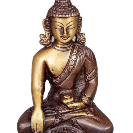 Sitting  Buddha in Meditation Pose two-tone color in Brass-0