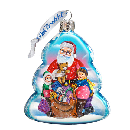 Gift Giving Santa Mercury Glass Ornament by G. DeBrekht - Christmas Santa Snowman Decor - 773013-4