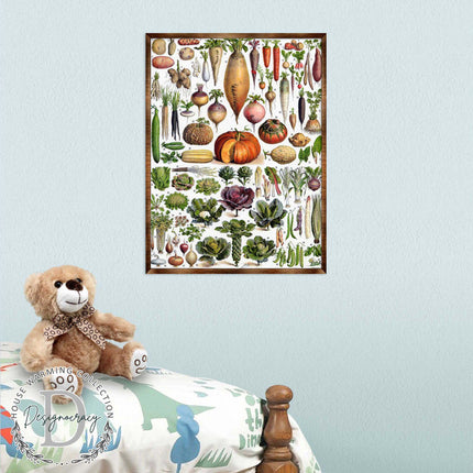 Kids Educational Poster with Root Vegetables - ?ÿMontessori Wooden Poster - Homeschool I Classroom Decor - Aesthetic - 310225-2