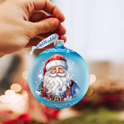 Santa's Magical Presence Ball Glass Ornament by G. Debrekht - Christmas Santa Snowman Decor - 73375-2