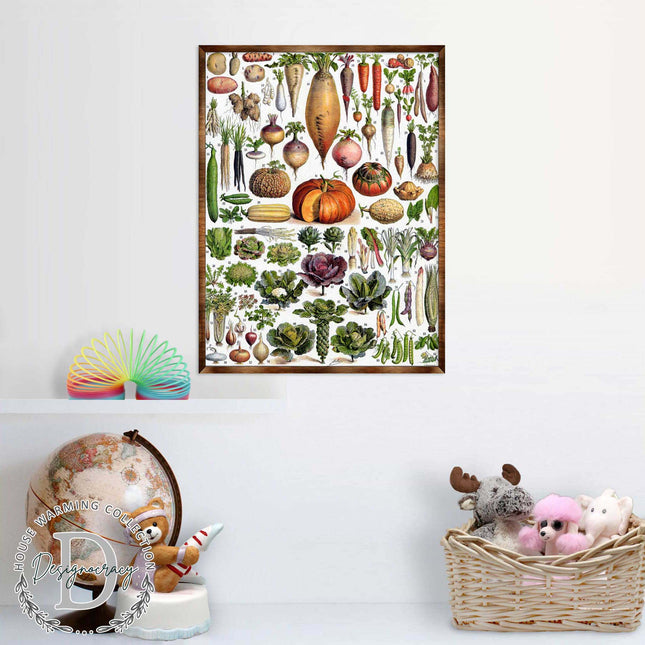 Kids Educational Poster with Root Vegetables - ?ÿMontessori Wooden Poster - Homeschool I Classroom Decor - Aesthetic - 310225-0