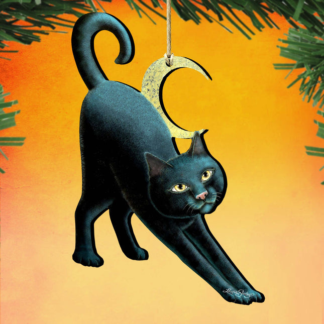 Spooky Halloween Cat Wooden Ornaments by Laura Seeley - Thanksgiving Halloween Decor - 8512054-LS-0
