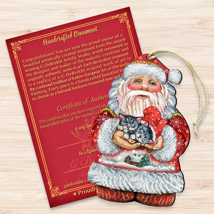 Kitten Holiday Santa Wooden Ornaments by G. DeBrekht - Christmas Santa Snowman Decor - 8117808-3