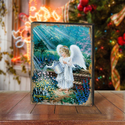 An Angel's Gift Wooden Wall Art by D. Gelsinger - Nativity Holiday Decor - 95661B-9708-3
