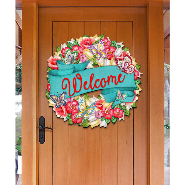 Welcome Flowers Summer Holiday Door Wreath by G. DeBrekht - Easter Spring Decor - 8185303-3H-0