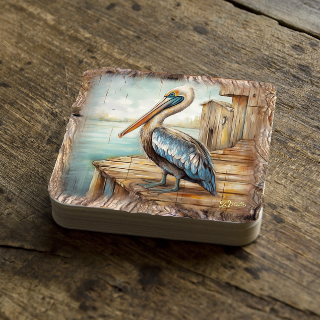 Pelican Wooden Cork Coasters Gift Set of 4 by Nature Wonders Nature Wildlife Decor  - 95388C-S4-0
