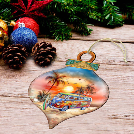 Nautical Christmas Ornaments - Sunset on the Beach Wooden Ornaments by G. DeBrekht Coastal Holiday Decor - 8688170-2