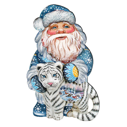 White Tiger Santa Christmas Door Decor by G. DeBrekht - Christmas Santa Snowman Decor - 8118091H-4
