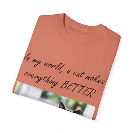 In My World Cat T-Shirt – Unisex Garment-Dyed Tee for Cat Lovers