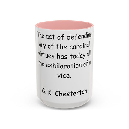 Defend Virtue Mug – 15oz Accent Ceramic | G.K. Chesterton Quote