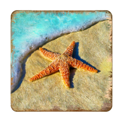 Starfish Coastal Wooden Cork Coasters Gift Set of 4 by Nature Wonders - Coastal Sea-Life Decor - 95253C-S4-3