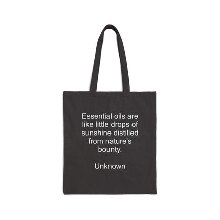 Essential Oils Quote Cotton Tote Bag – "Essential oils are like little drops of sunshine" Eco Market Tote