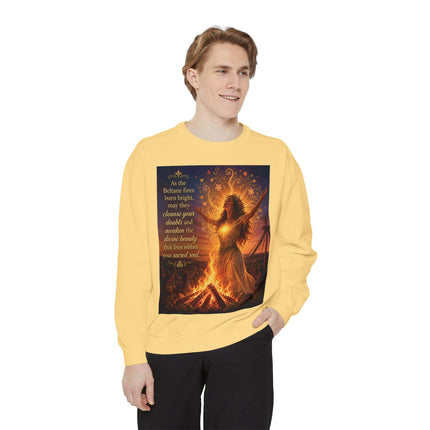 Bonfire Witch Sweatshirt — "As the Beltane fire burns bright" Pagan Festival Crewneck