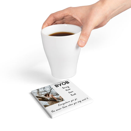 BYOB Ceramic Coaster - Bring Your Own Book Home Decor