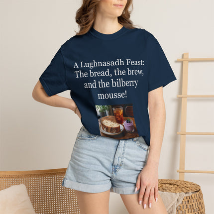 Lughnasadh Feast T-Shirt – “The bread, the brew, and the bilberry mousse!”