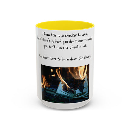 Inspirational Reading Mug – 15oz Ceramic | Burning Book Graphic