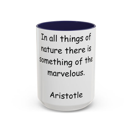 Aristotle Quote Accent Mug – 15oz Ceramic Cup on Nature & Wonder