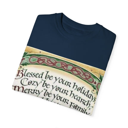 Blessed Be Your Holiday Tee – Celtic-Inspired Unisex Garment-Dyed