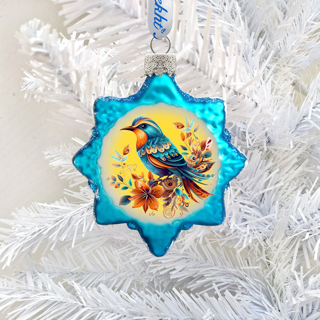 Blue Sparrow Mercury Glass Ornaments by G. Debrekht - Wildlife Holiday Decor - 776007-0
