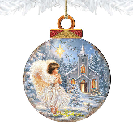 Angel at the Chapel Wooden Ornaments by Gelsinger - Nativity Holiday Decor - 8021121-1606-4