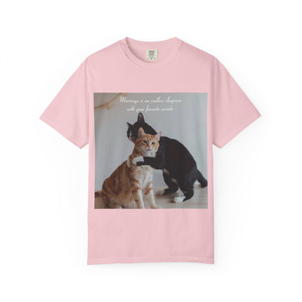 Cute Cat Lovers Unisex T-Shirt - "Marriage is an endless sleepover with your favorite weirdo"