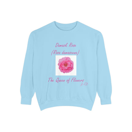 Unisex Floral Sweatshirt - Damask Rose Design - The Queen of Flowers