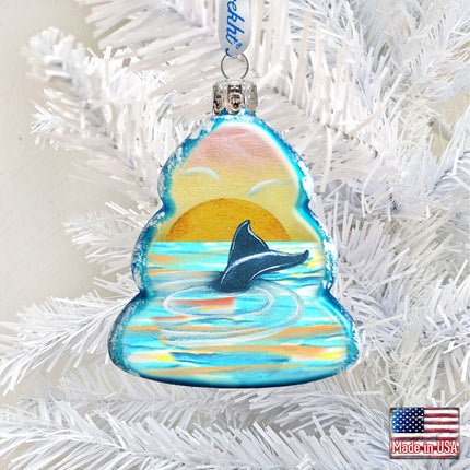 Whale Tail Mercury Glass Ornament by G. DeBrekht - Coastal Holiday Decor - 776276-1