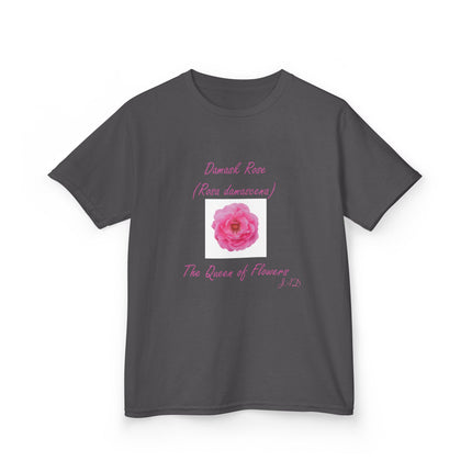 Kids Heavy Cotton Tee – Damask Rose Floral Design
