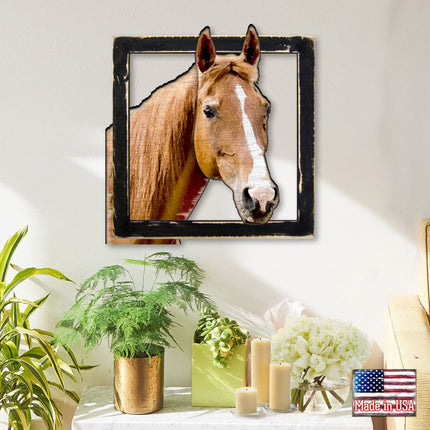 Brown Horse Head in Frame Wall Decor by G. DeBrekht - Nature Wildlife Decor  - G98160-2