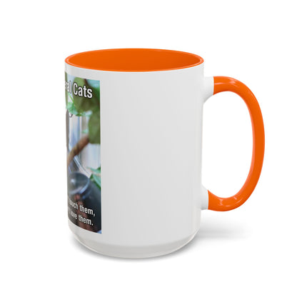 Be Kind to Feral Cats Accent Coffee Mug — Animal Rescue Cat Lover Gift (11/15oz)