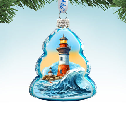 Lighthouse Mercury Glass Ornaments by G. Debrekht - Christmas Decor - 776030-1
