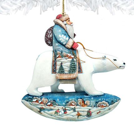 Santa Polar Bear Wooden Ornaments by G. DeBrekht - Christmas Santa Snowman Decor - 8116382-4